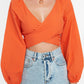 Orange Cross Tie Detailed Beach Blouse