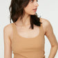 Camel Shirred Detailed Knitted Singlet
