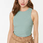 Mint Halter Collar Corduroy Crop Knitted Singlet