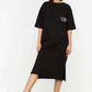 Black Embroidered Wide Cut Knitted Dress