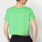 Green Single Jersey Crew Neck Crop Knitted T-Shirt