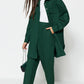 Dark Green Pocket Detailed Snap Closure Shirt-Pants Woven Suit
