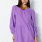 Purple Ruffle Detailed Crew Neck Cotton Woven Dress