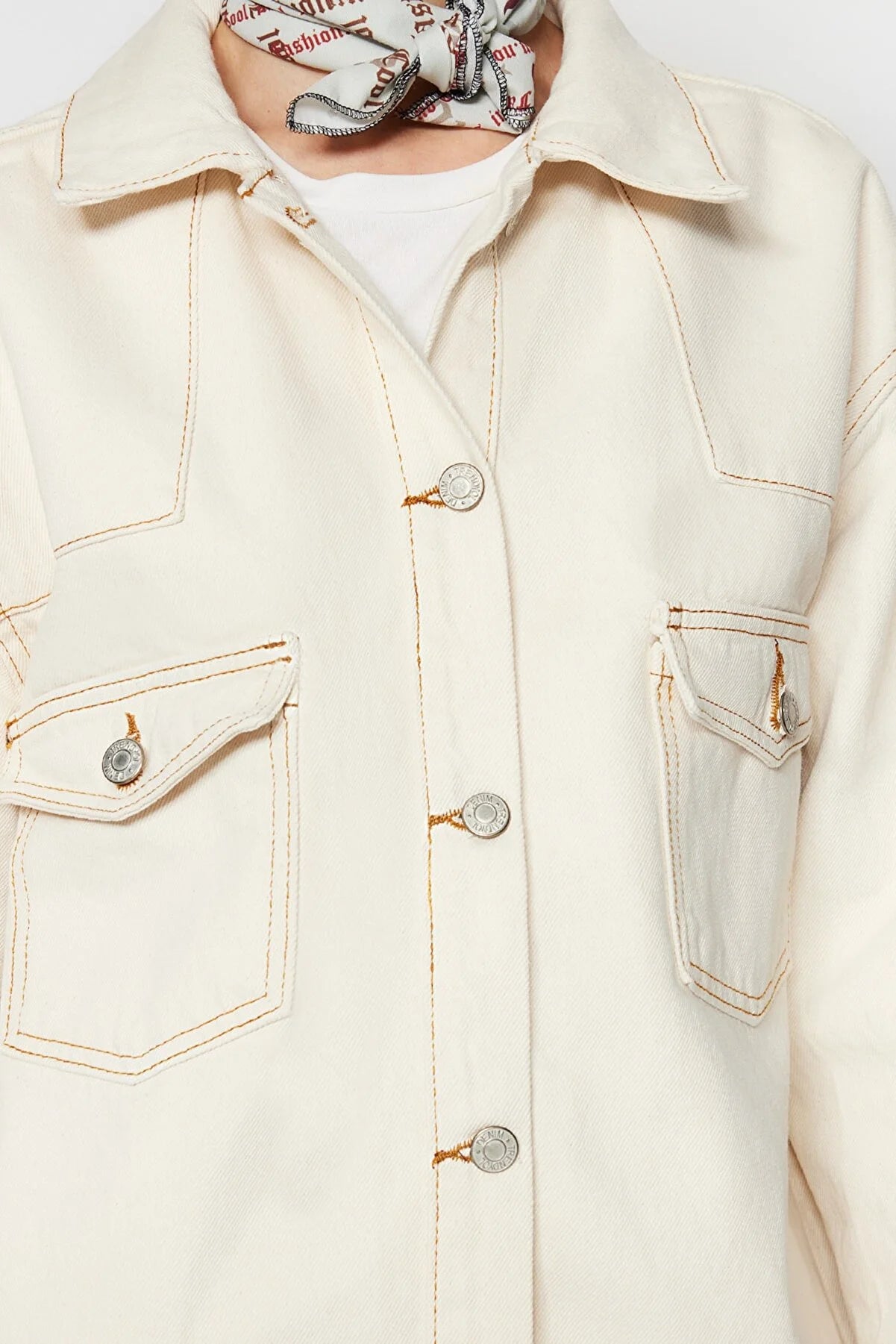 Ecru Pocket Denim Jeans Jacket