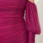 Fuchsia Sleeve Detailed Dress