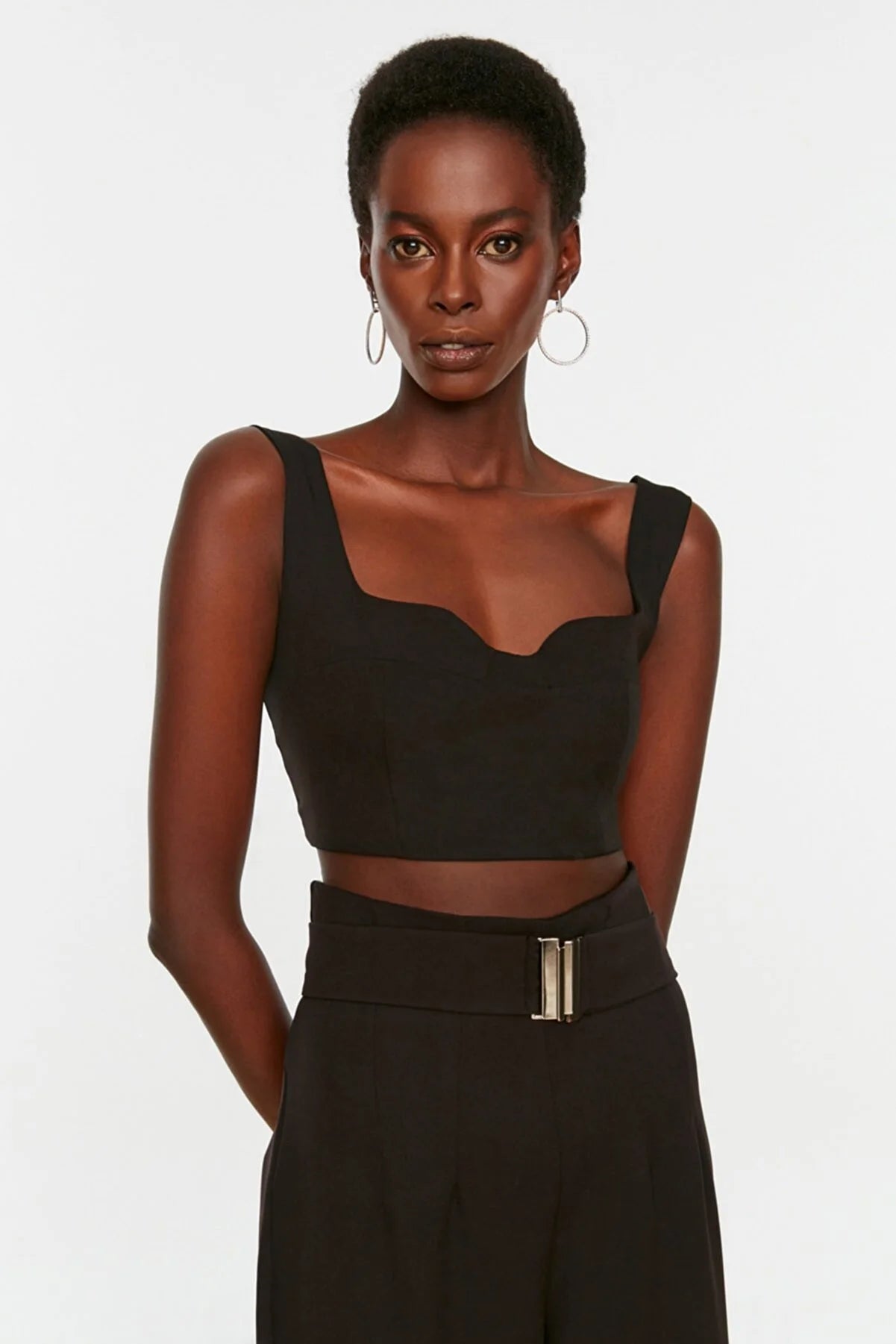 Black Collar Detailed Blouse