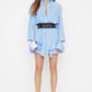 Sagaza Studio Blue Striped Waist Elastic Detailed Dress