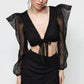 Black Tied Detailed Lace Blouse
