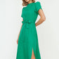 Green Belted Sleeve Detailed Dress