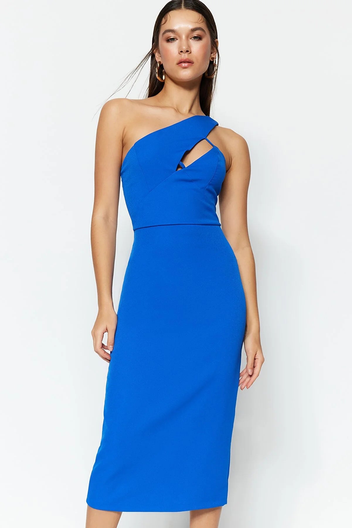 Saks One Shoulder Detailed Dress