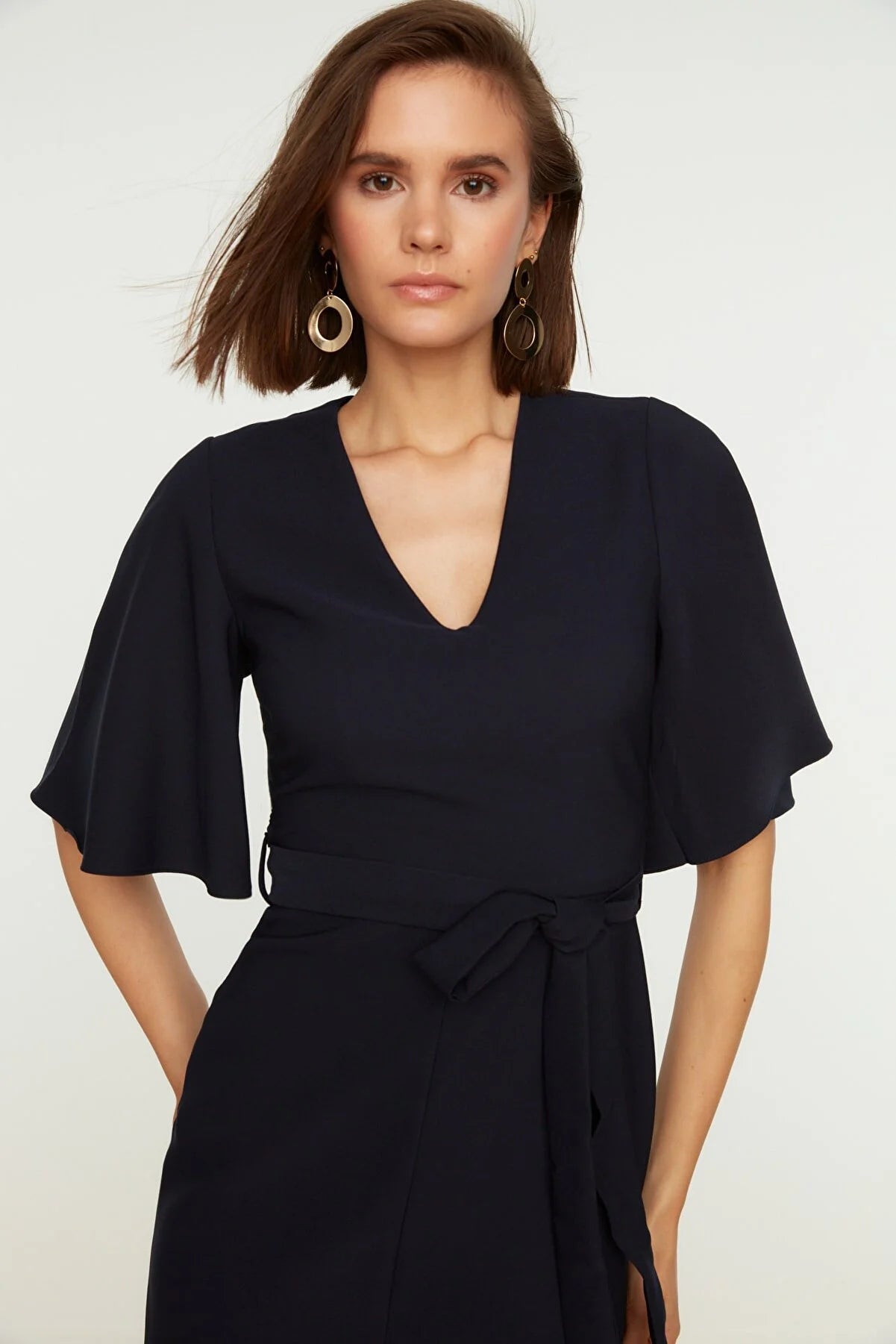 Navy Blue Belted Dress