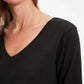 Black Long Sleeve V Neck Basic Knitted T-Shirt