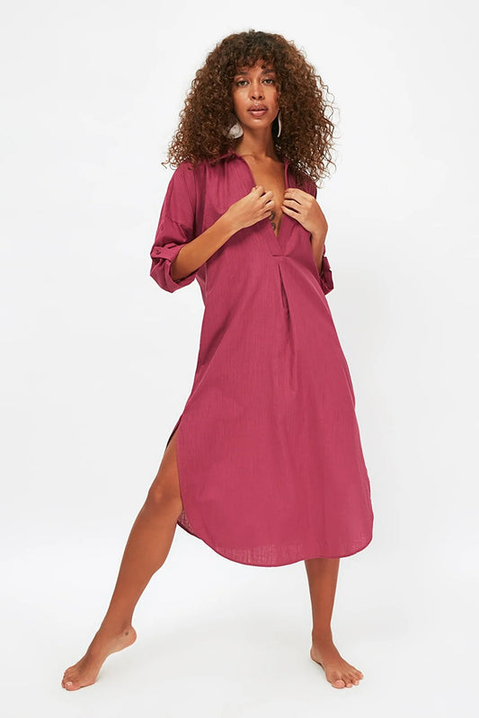 Plum Slit Detailed Beach Dress