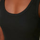 Black Corduroy Basic Knitted Singlet