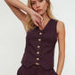 Plum Button Vest