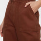 Brown Pocket Detailed High Waist Wide Leg Jeans