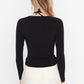 Black Collar Detailed Fitted Knitted Blouse