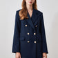 Navy Blue Button Detailed Oversize