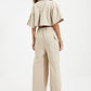 Mink Belted Buttoned Jumpsuit