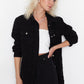 Black Long Basic Denim Jacket