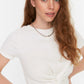 White Tie Detailed Crop Knitted Blouse