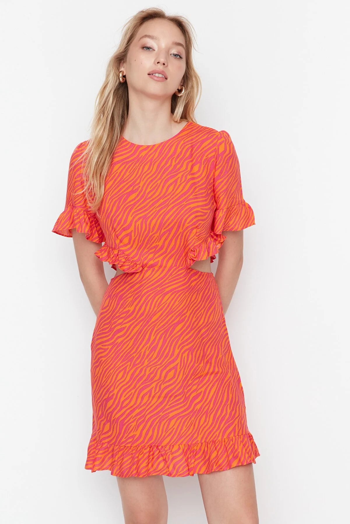 Orange Cut Out Detailed Dress