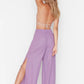 Lilac Linen Textured Slit Trousers