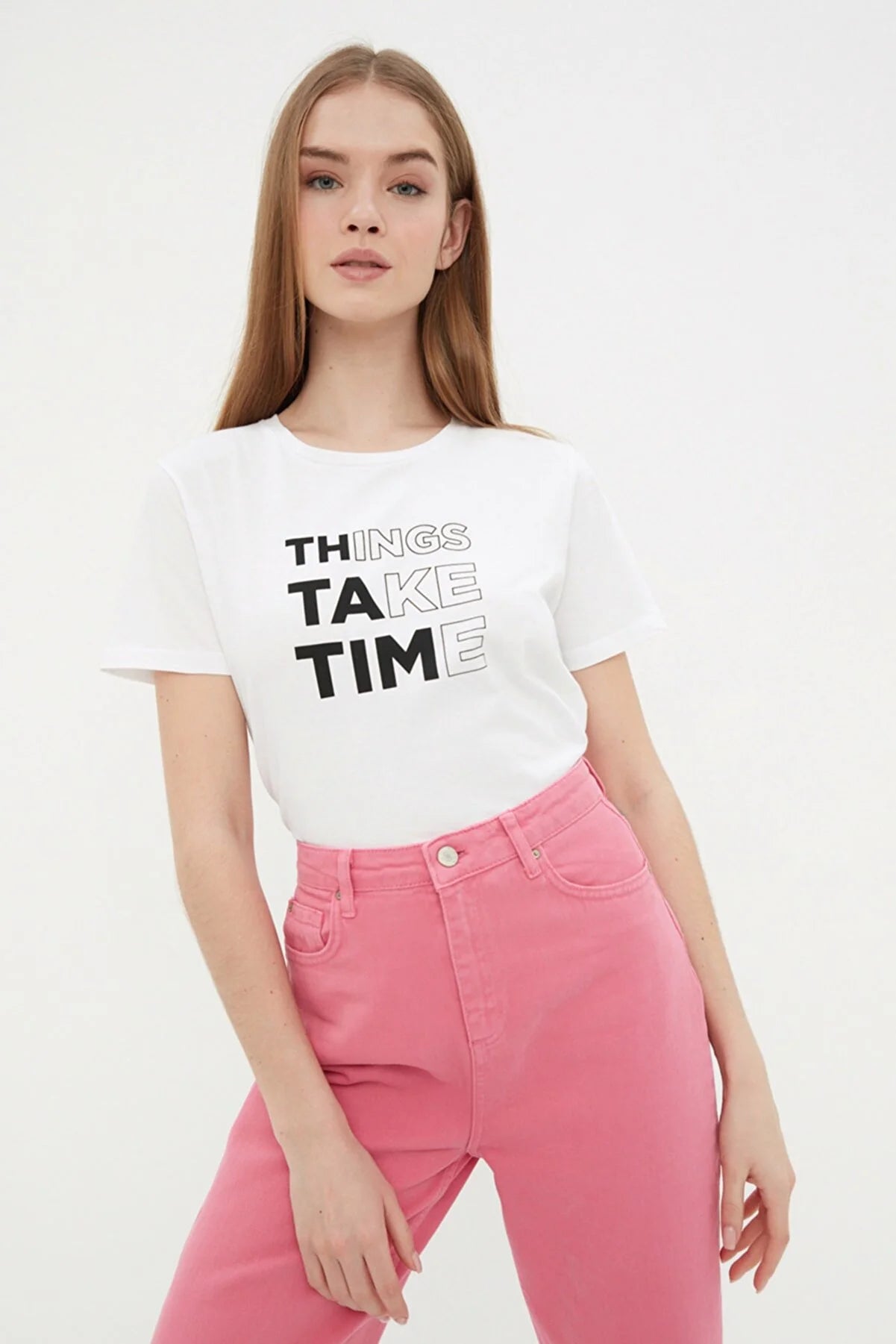 T-Shirt e thurur me stampa të bardha