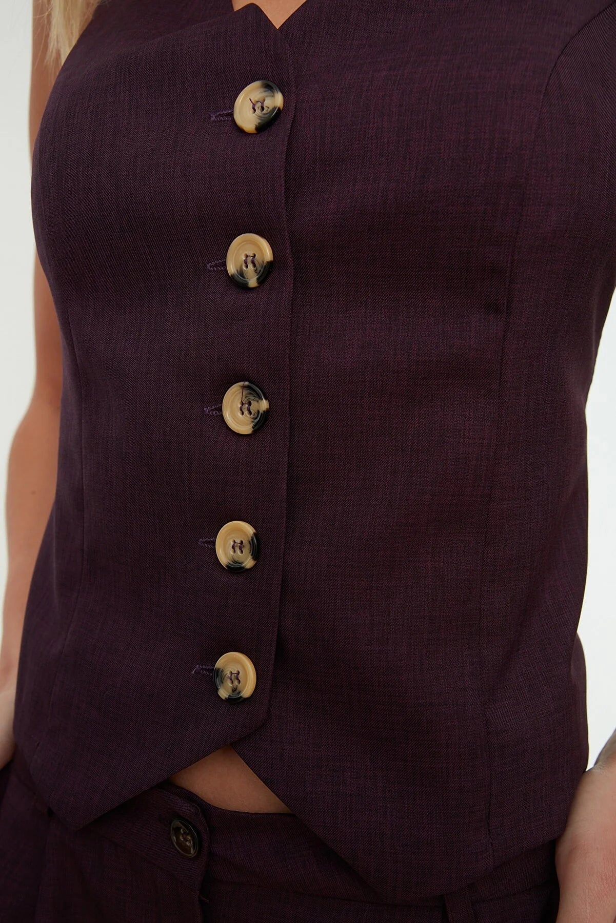 Plum Button Vest
