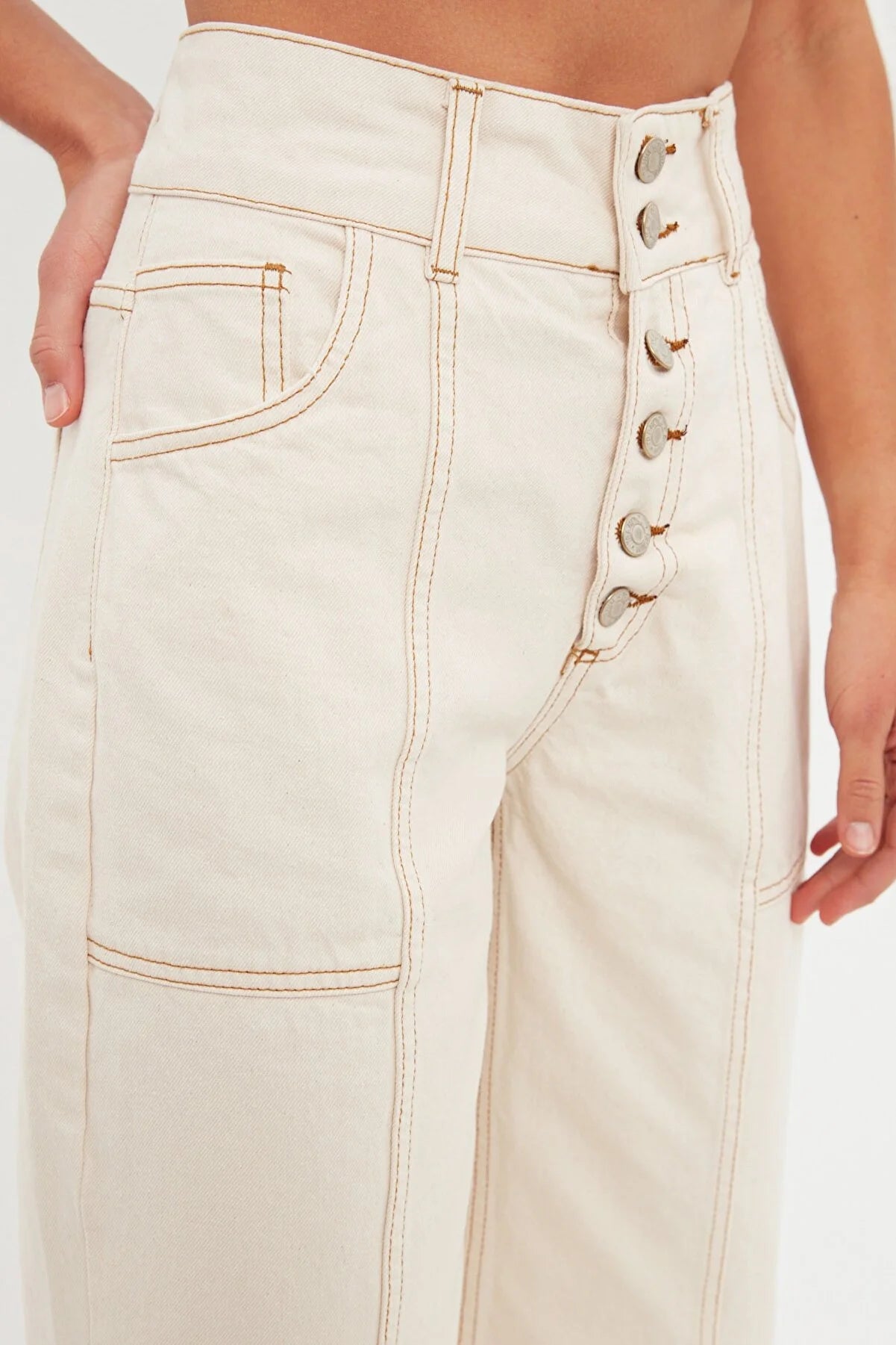 Ecru High Waist Culotte Jeans