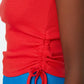 Red Ruffle Detailed Corduroy Knitted Singlet