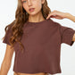 Brown Crew Neck Crop Knitted T-Shirt