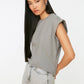 Gray Sleeveless Basic Knitted T-Shirt