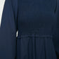 Navy Blue Gipe Detailed Crew Neck Woven Dress