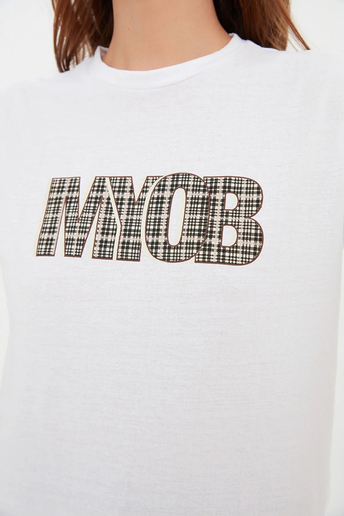 White Printed Semi-Fit Knitted T-Shirt