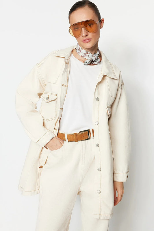 Ecru Pocket Denim Jeans Jacket