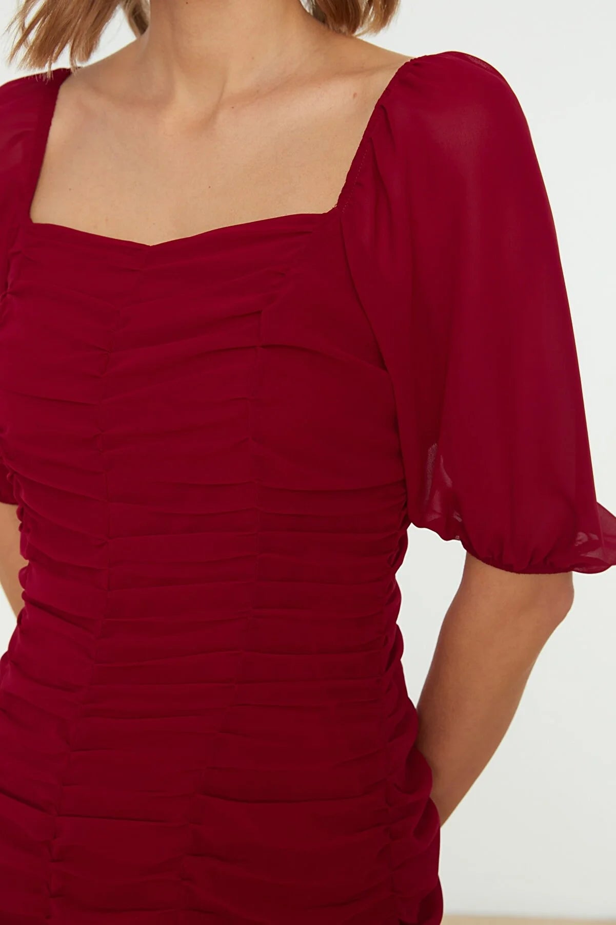 Claret Red Draped Dress