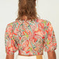 Shawl Patterned Crop Tie Detailed Viscose Beach Blouse