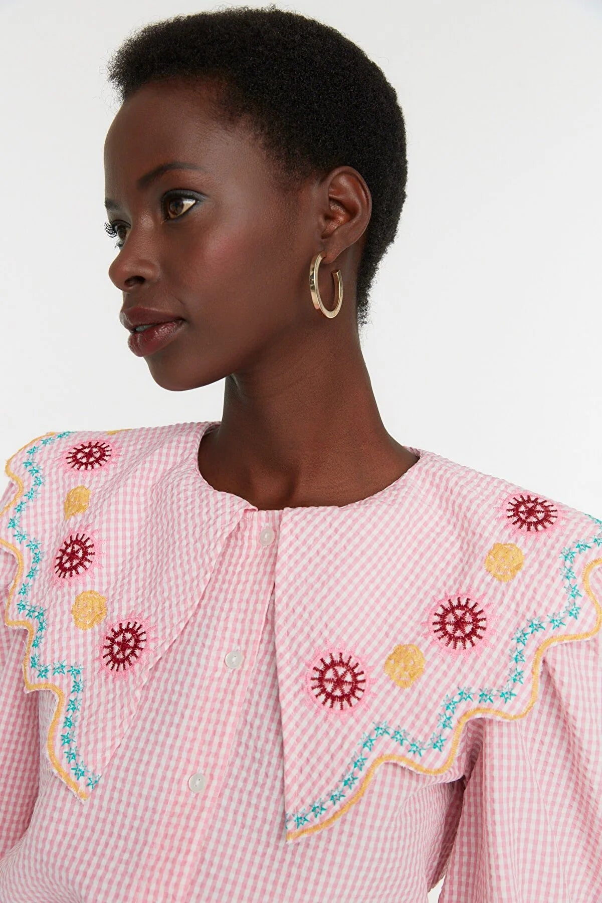 Pink Collar Detailed Shirt