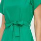 Green Belted Sleeve Detailed Dress