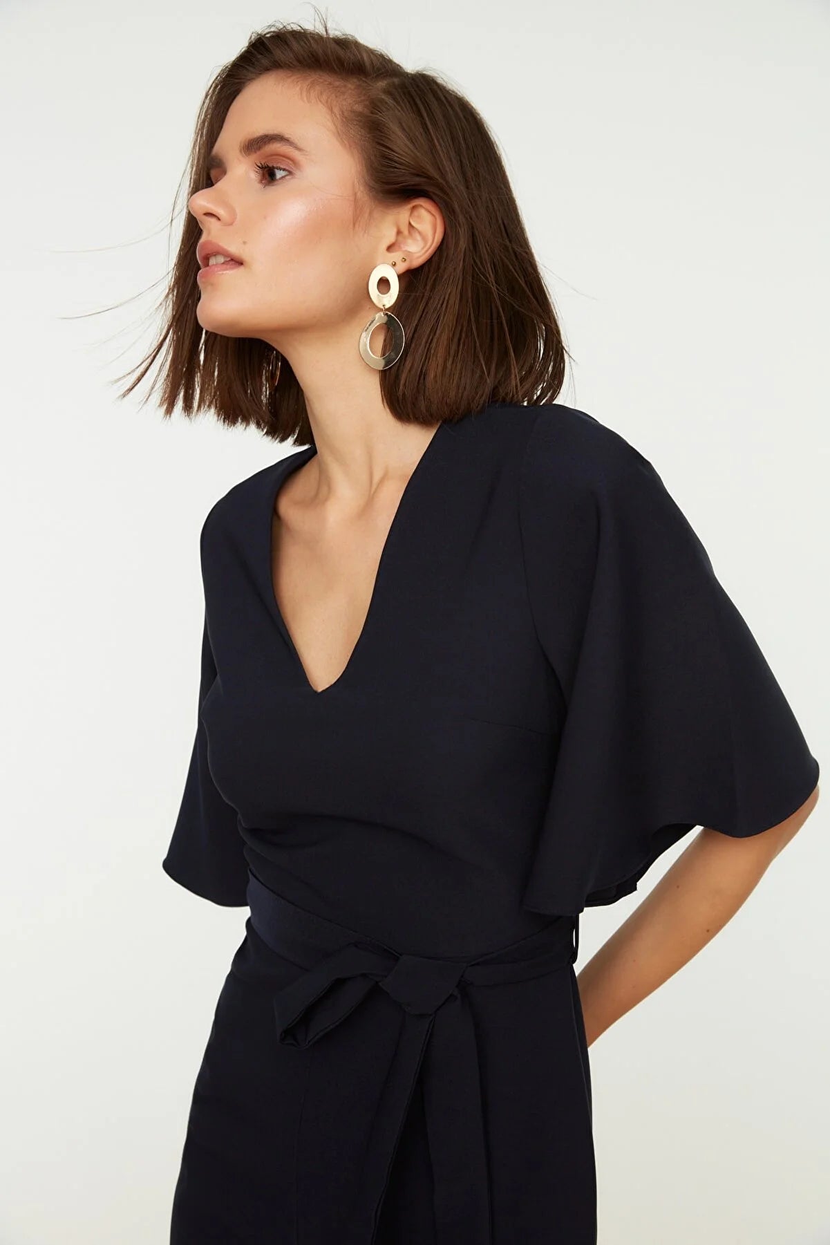 Navy Blue Belted Dress