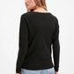 Black Long Sleeve V Neck Basic Knitted T-Shirt