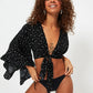 Polka Dot Flounce Detailed Viscose Beach Blouse