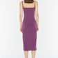 Lilac Degajeed Collar Knitted Dress