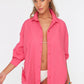 Fuchsia Pleated Woven Beach Shirt