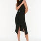Black Sleeveless Draped Detailed Knitted Dress With Belt