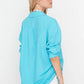 Turquoise Pleated Woven Beach Shirt