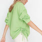 Green Pleated Woven Beach Shirt