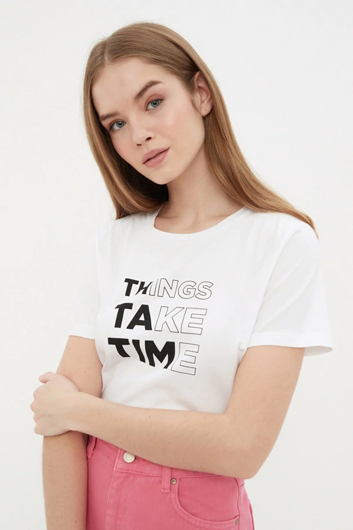 T-Shirt e thurur me stampa të bardha