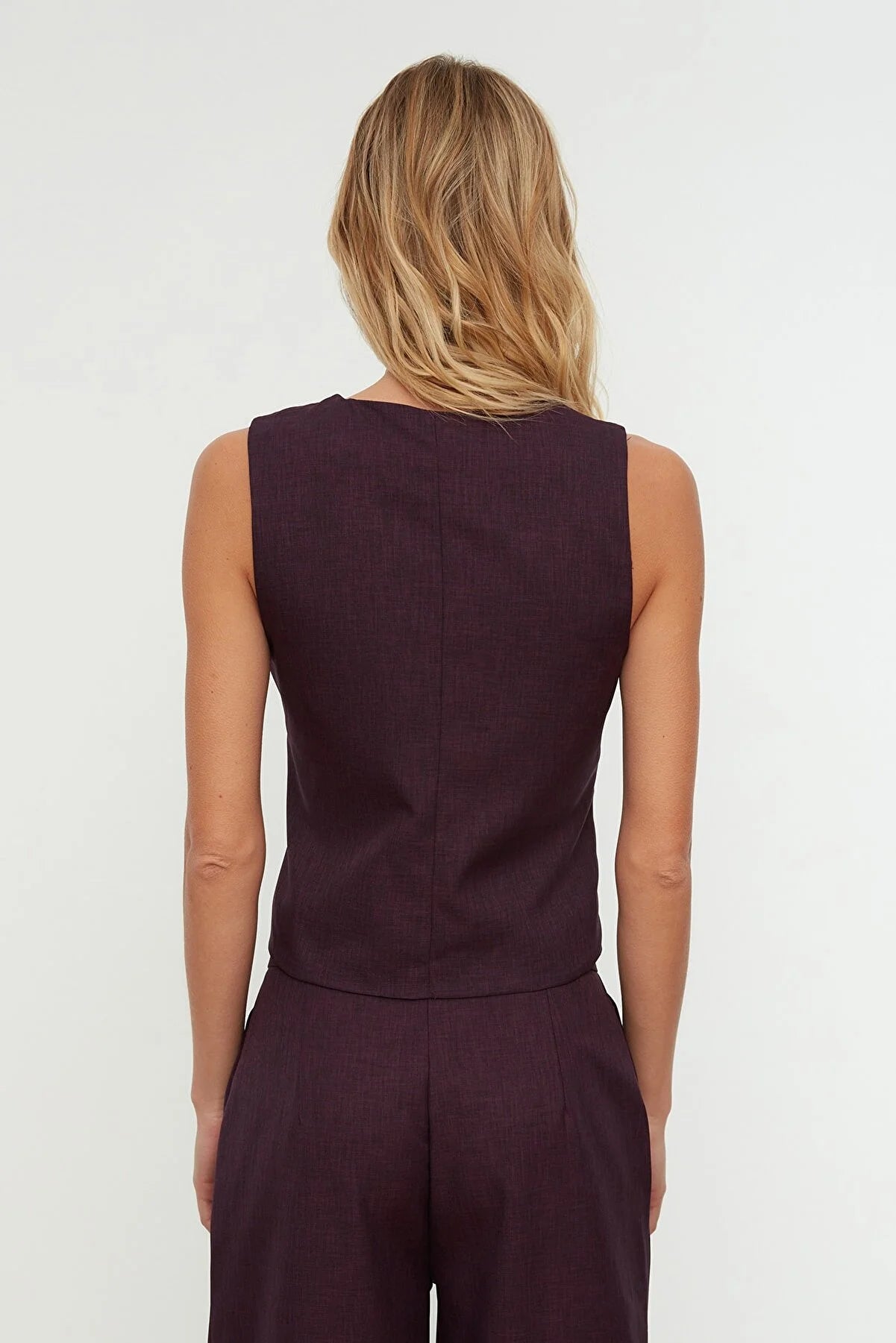 Plum Button Vest